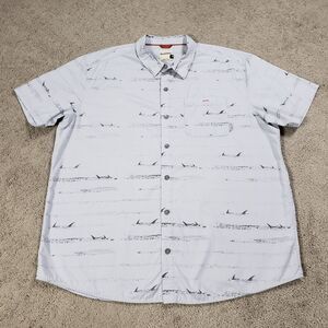 Simms Shirt Men XL Gray Tailout Sterling Permit Stripe Fishing Outdoor Preppy